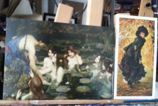 I scored these postcards, by Waterhouse and Tissot. Wall space is limited at my place so I often buy postcards, rather than prints.